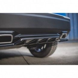 Maxton Central Rear Splitter (with vertical bars) Peugeot 2008 Mk2 Gloss Black, MAXTON DESIGN