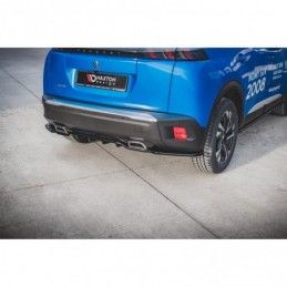 Maxton Central Rear Splitter (with vertical bars) Peugeot 2008 Mk2 Gloss Black, MAXTON DESIGN