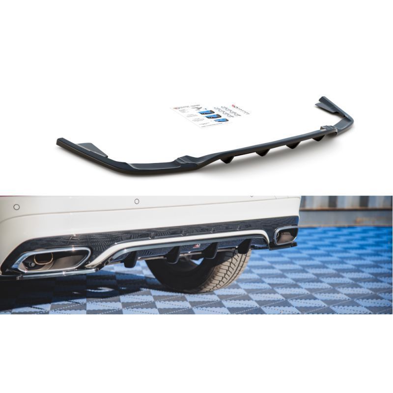 Maxton Central Rear Splitter (with vertical bars) Volvo XC60 Mk2 R-Design Gloss Black, MAXTON DESIGN