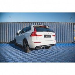 Maxton Central Rear Splitter (with vertical bars) Volvo XC60 Mk2 R-Design Gloss Black, MAXTON DESIGN