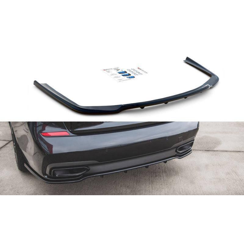 Maxton Central Rear Splitter (with vertical bars) for BMW 7 M-Pack G11 Gloss Black, MAXTON DESIGN