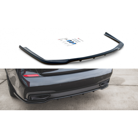 Maxton Central Rear Splitter (with vertical bars) for BMW 7 M-Pack G11 Gloss Black, MAXTON DESIGN