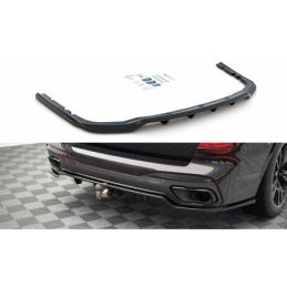 Maxton Central Rear Splitter (with vertical bars) BMW X7 M G07 Gloss Black, MAXTON DESIGN