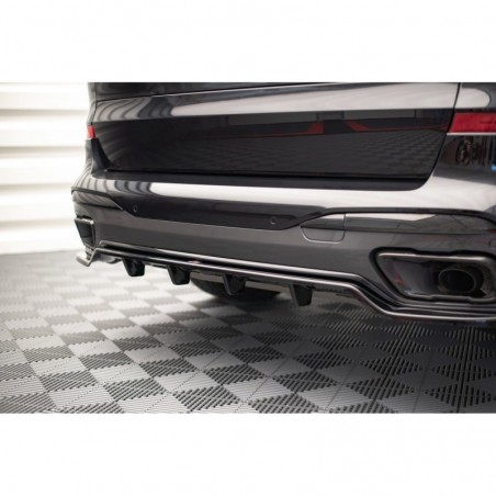 Maxton Central Rear Splitter (with vertical bars) BMW X7 M G07 Gloss Black, MAXTON DESIGN