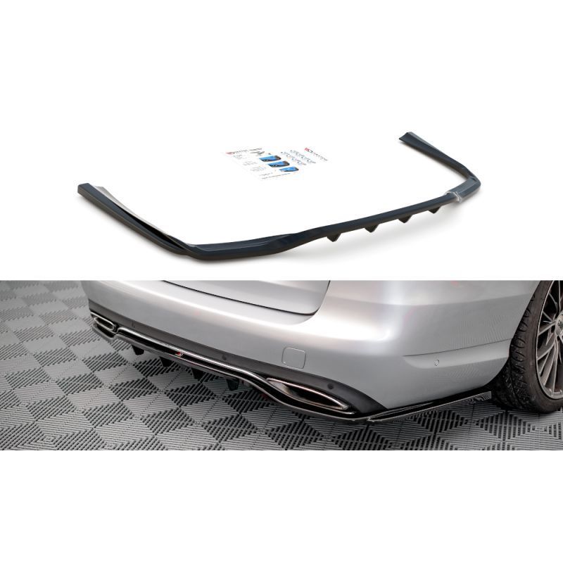 Maxton Central Rear Splitter (with vertical bars) Mercedes-Benz C W205 Gloss Black, MAXTON DESIGN