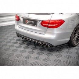 Maxton Central Rear Splitter (with vertical bars) Mercedes-Benz C W205 Gloss Black, MAXTON DESIGN