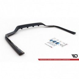 Maxton Central Rear Splitter (with vertical bars) Mercedes-Benz C W205 Gloss Black, MAXTON DESIGN