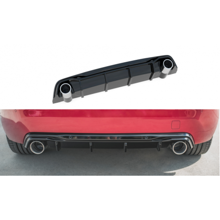Maxton Rear Valance + Exhaust Ends Imitation Peugeot 308 GT Mk2 Facelift Gloss Black \ Chrome, MAXTON DESIGN