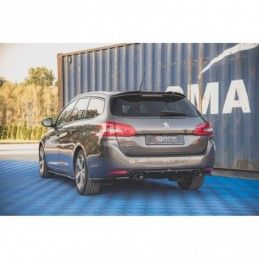 Maxton Rear Valance + Exhaust Ends Imitation Peugeot 308 SW Mk2 Facelift Gloss Black \ Chrome, MAXTON DESIGN