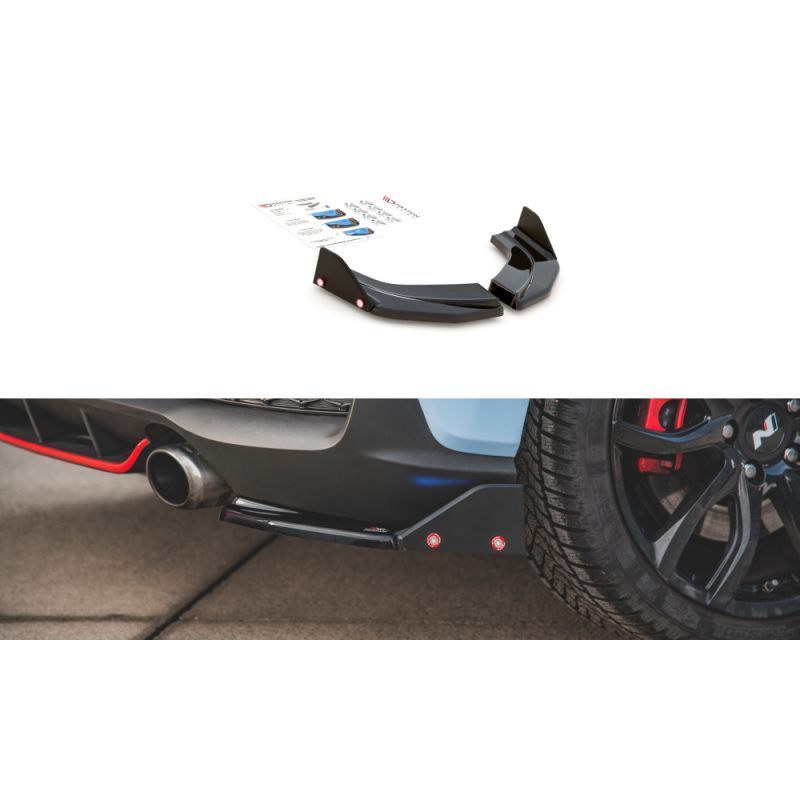 Maxton Rear Side Splitters V.6 + Flaps Hyundai I30 N Mk3 Hatchback Gloss Black, MAXTON DESIGN