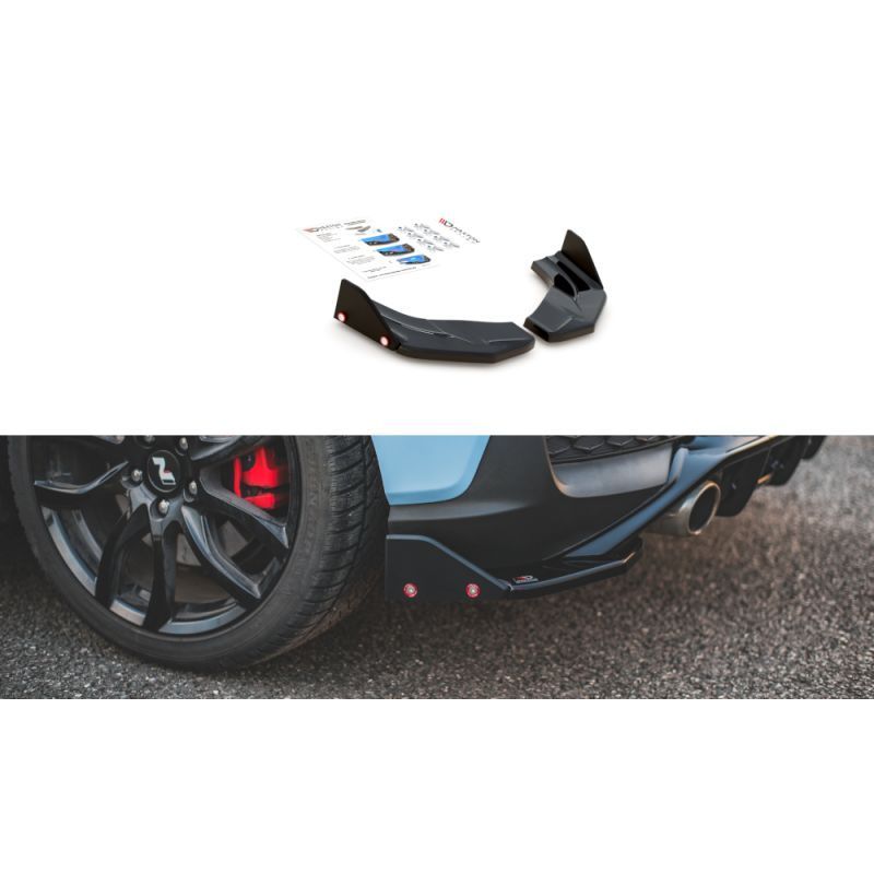 Maxton Rear Side Splitters V.7 + Flaps Hyundai I30 N Mk3 Hatchback Gloss Black, MAXTON DESIGN