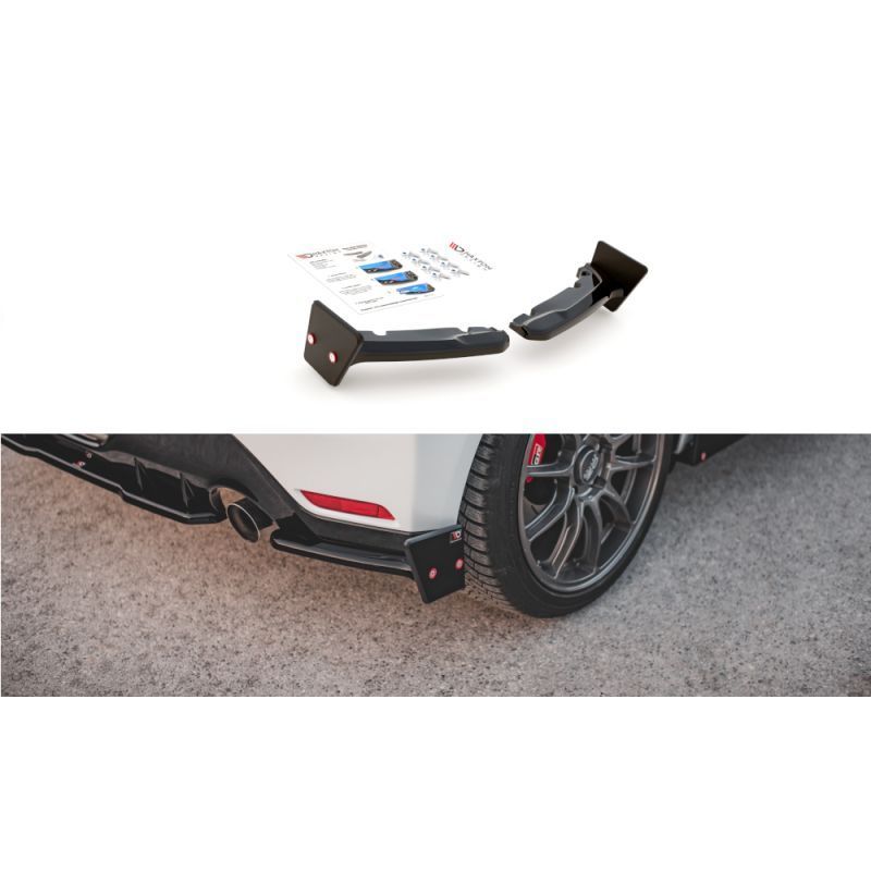 Maxton Rear Side Splitters V.2 + Flaps Toyota GR Yaris Mk4 Gloss Black, MAXTON DESIGN