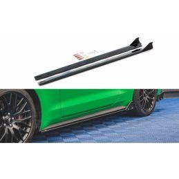 Maxton Side Skirts Diffusers + Flaps Ford Mustang GT Mk6 Facelift Gloss Black, MAXTON DESIGN