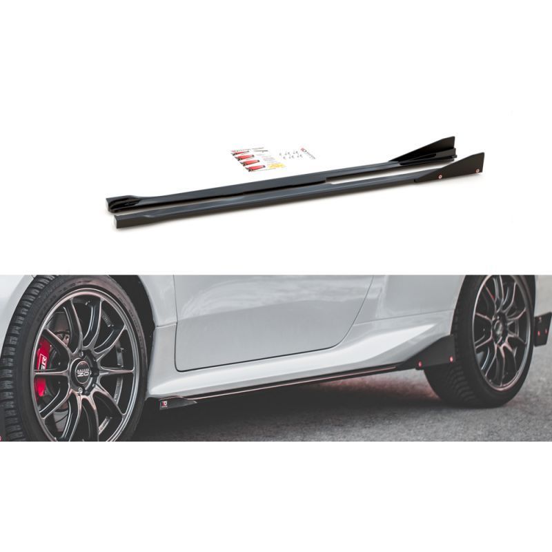 Maxton Side Skirts Diffusers V.2 + Flaps Toyota GR Yaris Mk4 Gloss Black, MAXTON DESIGN