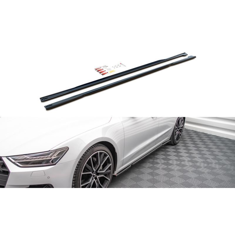 Maxton Side Skirts Diffusers Audi A7 C8 Gloss Black, MAXTON DESIGN