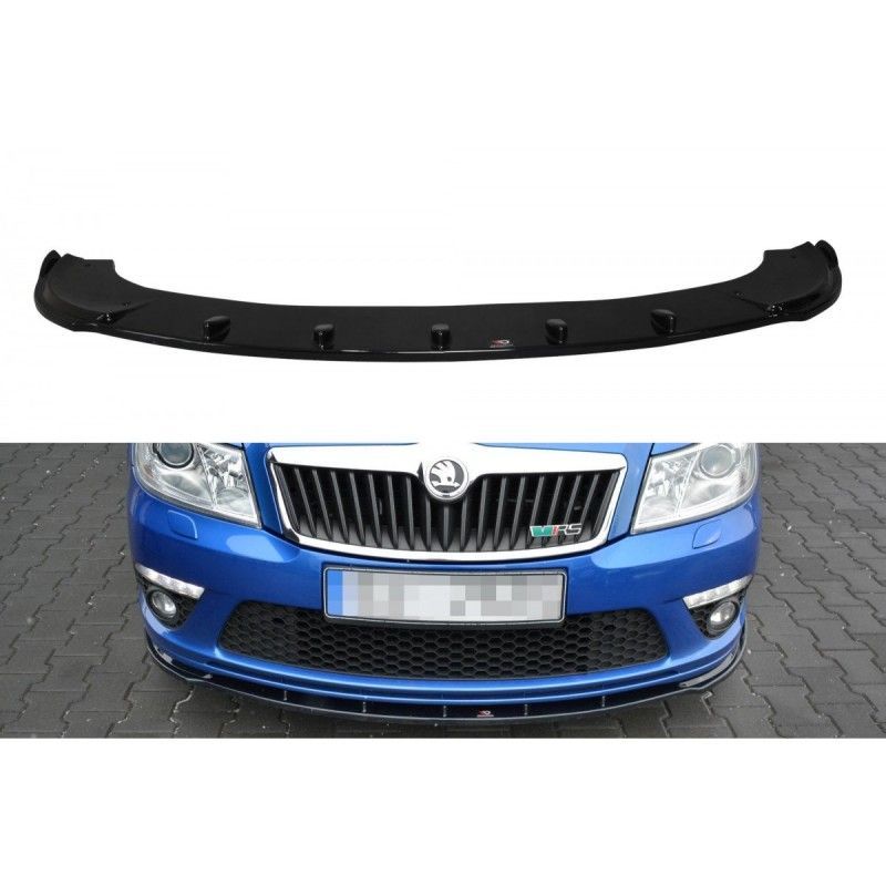 Maxton Front Splitter V.1 Skoda Octavia RS Mk2 FL Gloss Black, Octavia II