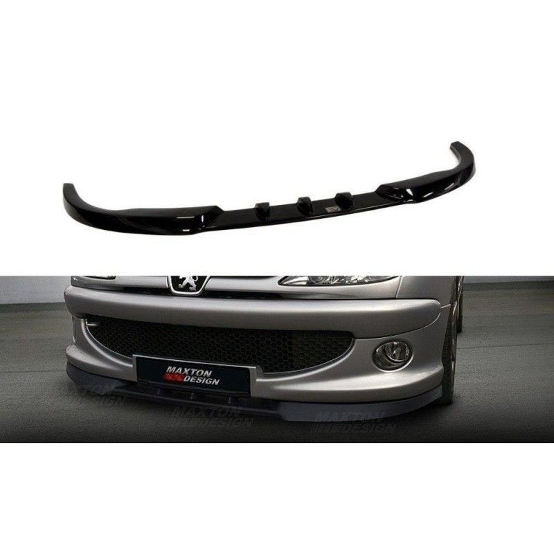 Maxton FRONT SPLITTER PEUGEOT 206 (for: CC, RC, GTI, S16, XSI, XS, SPORT) Gloss Black, 206