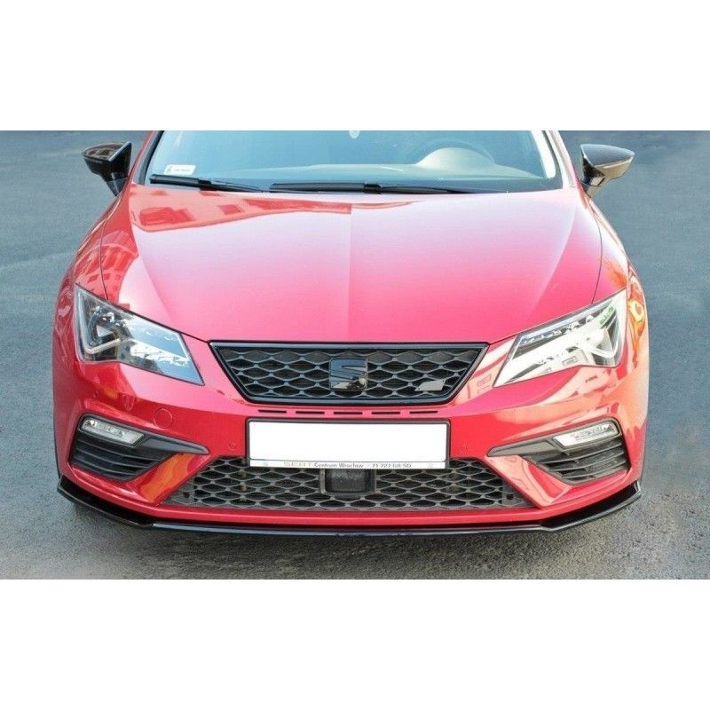 Maxton Front Splitter V.2 Seat Leon Cupra / FR Mk3 FL Gloss Black, Leon Mk3 FR