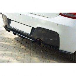 Maxton CENTRAL REAR SPLITTER BMW 1 F20/F21 M-Power (with vertical bars) Gloss Black, Serie 1 F20/ F21