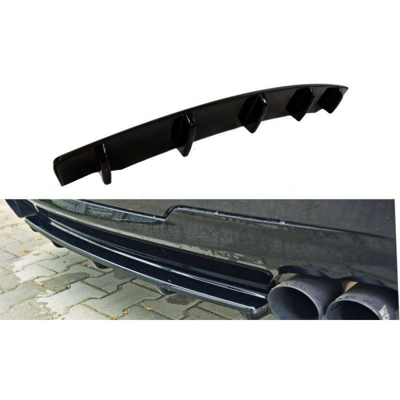 Maxton CENTRAL REAR SPLITTER for BMW 5 F11 M-PACK (fits two double exhaust ends) Gloss Black, Serie 5 F10/ F11