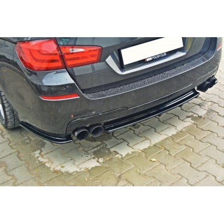 Maxton CENTRAL REAR SPLITTER for BMW 5 F11 M-PACK (fits two double exhaust ends) Gloss Black, Serie 5 F10/ F11