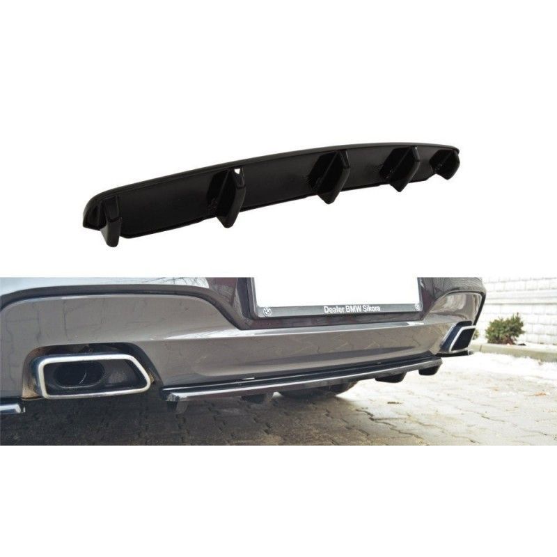 Maxton CENTRAL REAR SPLITTER for BMW 6 Gran Coupé MPACK (with a vertical bar) Gloss Black, Serie 6 F06/ F12/ F13