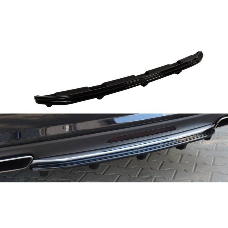 Maxton CENTRAL REAR SPLITTER MERCEDES CLS C218 (with a vertical bar) AMG LINE Gloss Black, W218