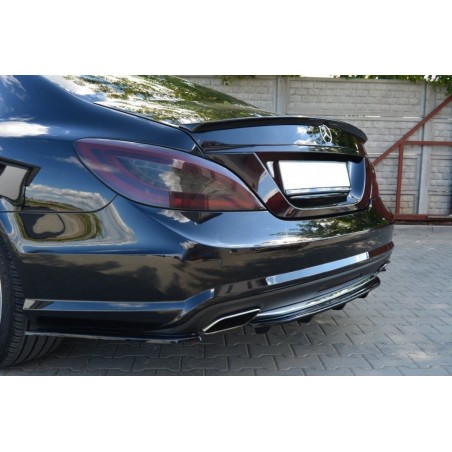 Maxton CENTRAL REAR SPLITTER MERCEDES CLS C218 (with a vertical bar) AMG LINE Gloss Black, W218