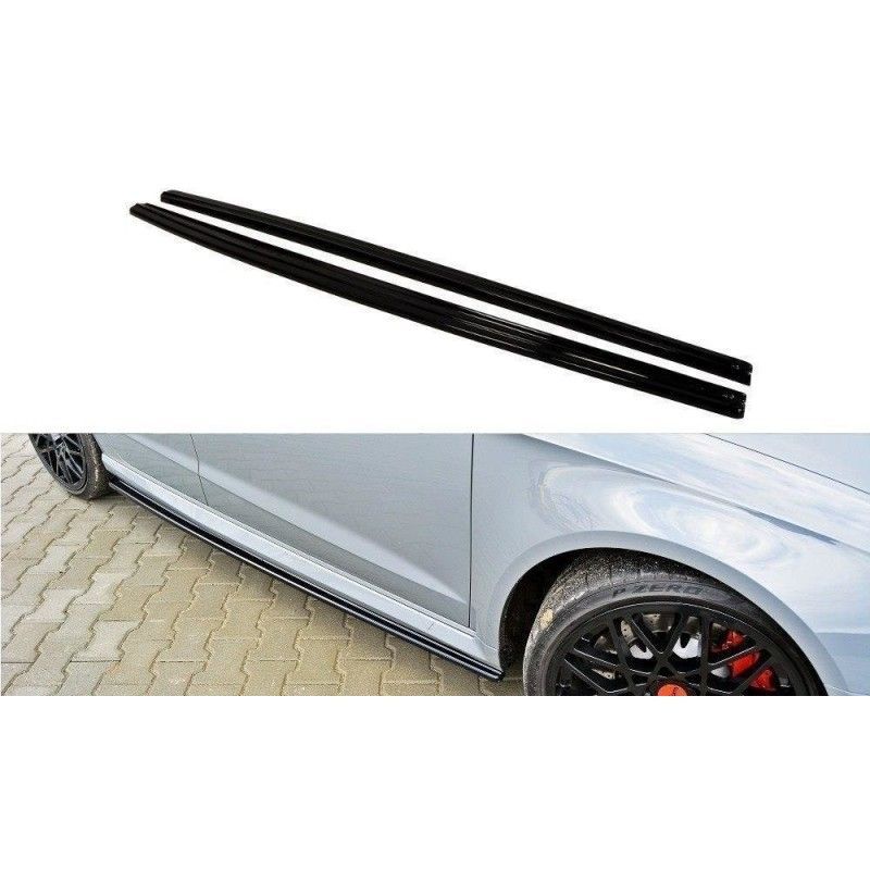 Maxton Side Skirts Diffusers Audi RS3 8V Sportback Gloss Black, A3/S3/RS3 8V