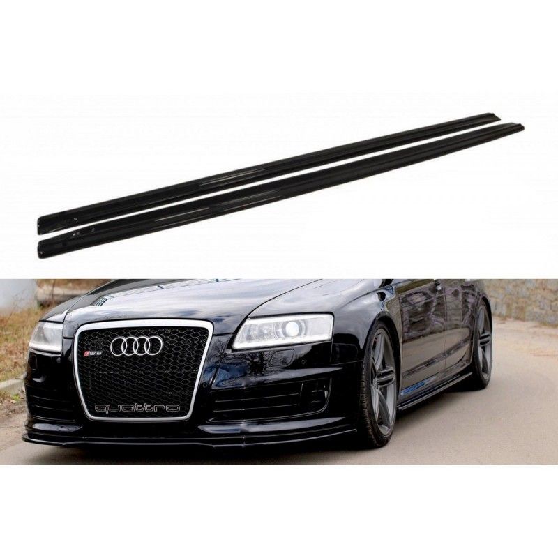 Maxton Side Skirts Diffusers Audi RS6 C6 Gloss Black, A6/RS6 4F C6