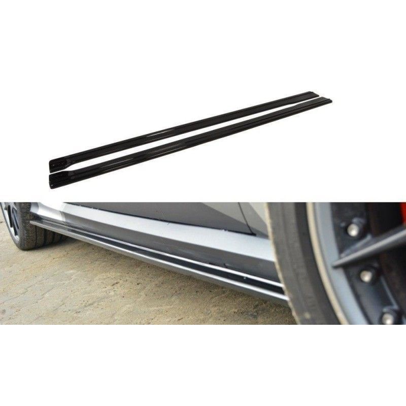 Maxton Side Skirts Diffusers Audi RS6 C7 / C7 FL Gloss Black, A6/S6/RS6 4G C7 