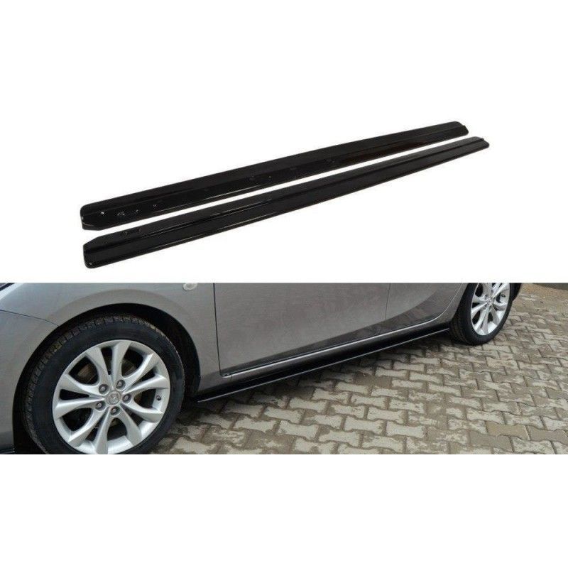 Maxton SIDE SKIRTS DIFFUSERS MAZDA 3 MK2 SPORT (PREFACE) Gloss Black, Mazda 3