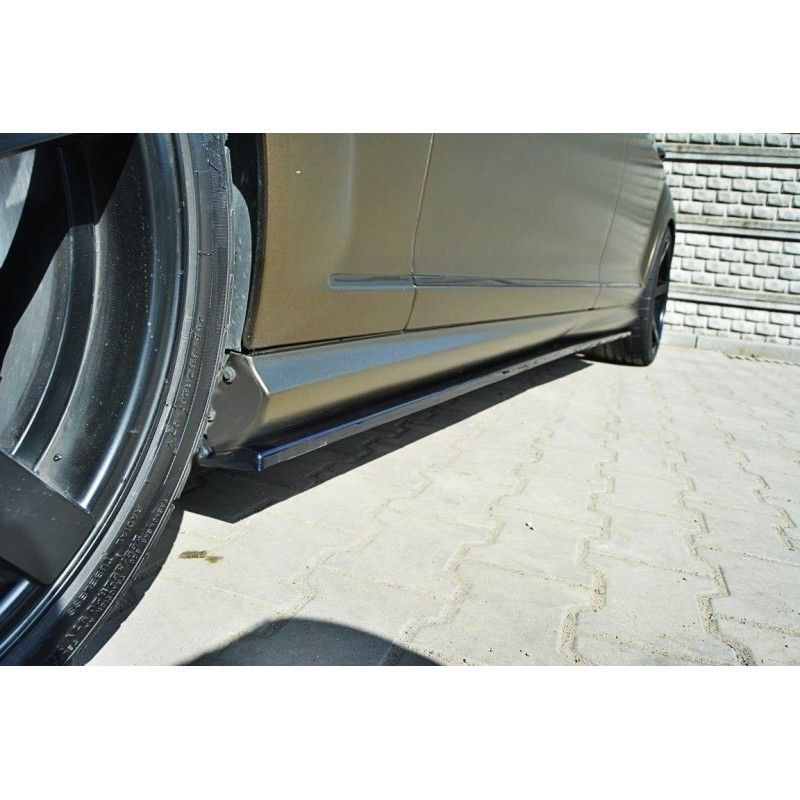 Maxton SIDE SKIRTS DIFFUSERS MERCEDES S-CLASS W221 AMG LWB Gloss Black, CLASSE S W221