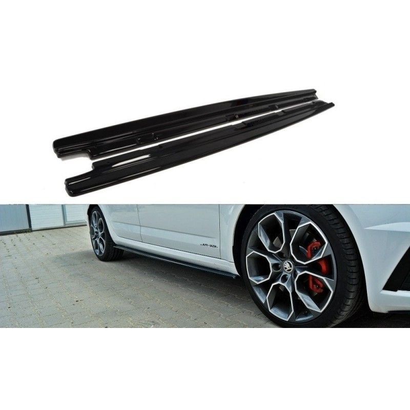 Maxton Side Skirts Diffusers Skoda Octavia RS Mk3 / Mk3 FL Hatchback / Kombi Gloss Black, Octavia III