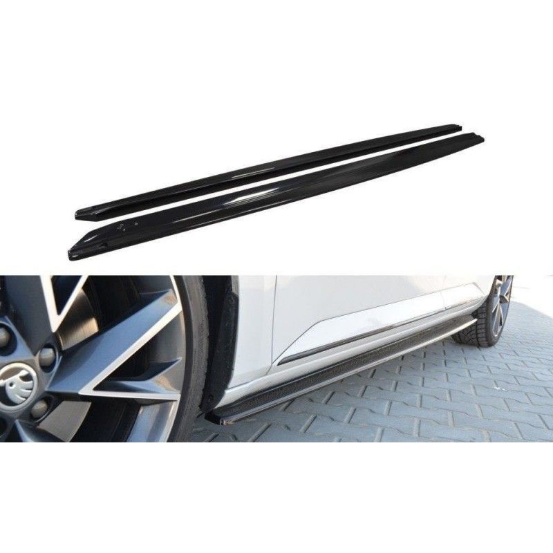 Maxton Side Skirts Diffusers Skoda Superb Mk3 Gloss Black, Superb