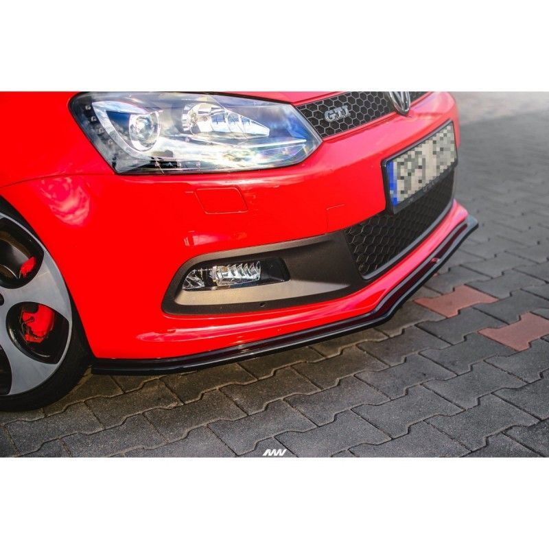 Maxton FRONT SPLITTER V.2 VOLKSWAGEN POLO MK5 GTI 6R PREFACE Gloss Black, Polo Mk5 6R