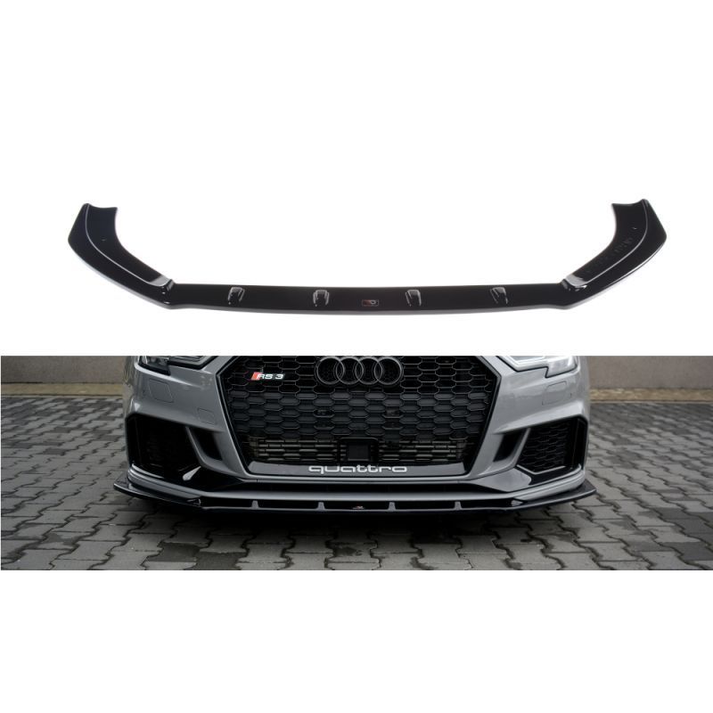 Maxton Front Splitter V.1 Audi RS3 8V FL Sedan Gloss Black, A3/S3/RS3 8V