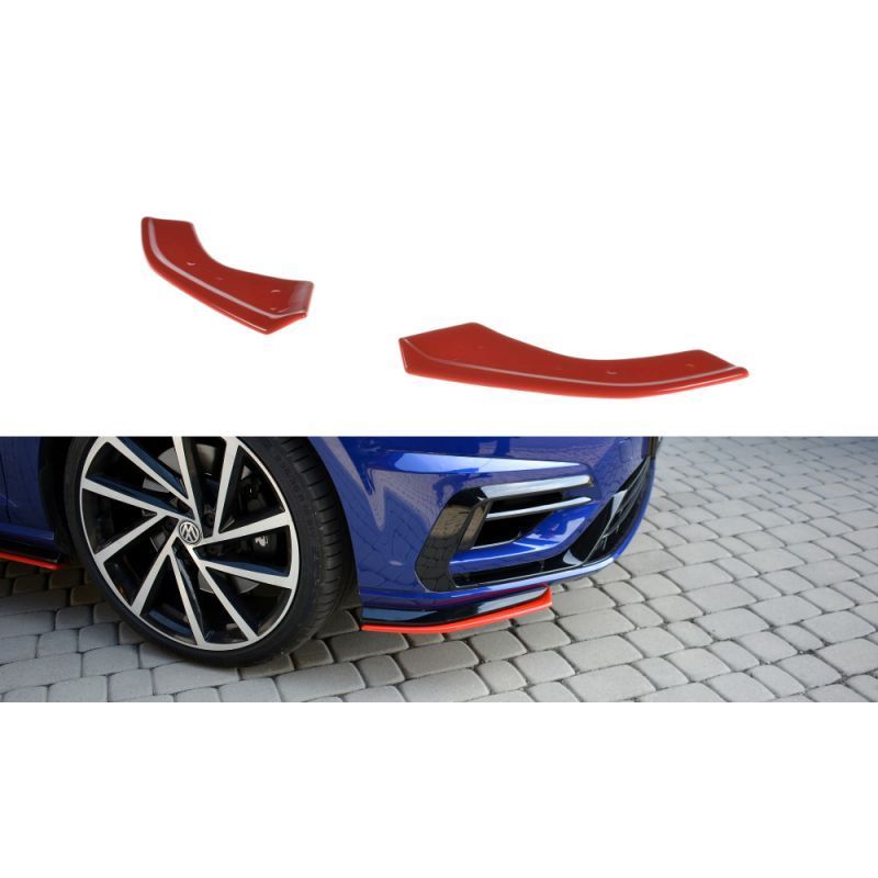 Maxton Front Splitter V.8 VW Golf 7 R / R-Line Facelift Gloss Black, Golf 7