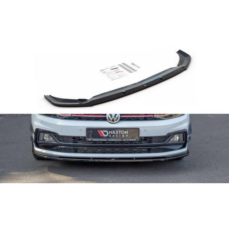 Maxton FRONT SPLITTER V.1 VW POLO MK6 GTI Gloss Black, Polo Mk6