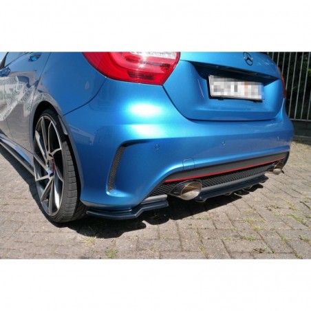 Maxton CENTRAL REAR SPLITTER (WITH VERTICAL BARS) MERCEDES-BENZ W176 AMG-LINE PREFACE Gloss Black, CLASSE A