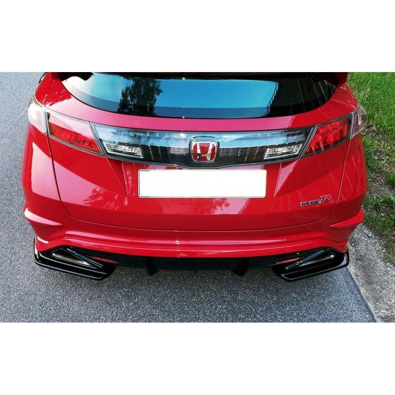 Maxton REAR SIDE SPLITTERS HONDA CIVIC VIII TYPE-R GP Gloss Black, CIVIC